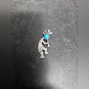Silver Fish Pendant‎ with Blue Accent